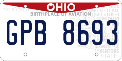 OH license plate GPB8693