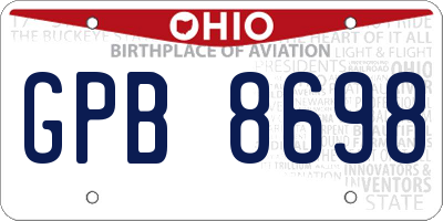 OH license plate GPB8698