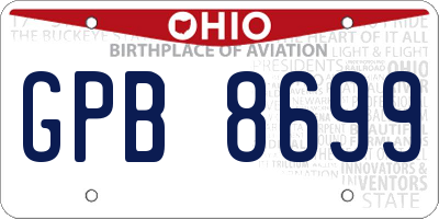 OH license plate GPB8699