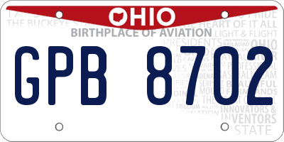 OH license plate GPB8702
