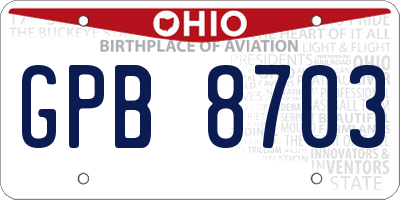 OH license plate GPB8703