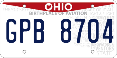 OH license plate GPB8704