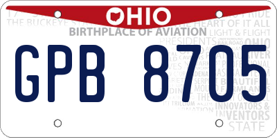 OH license plate GPB8705