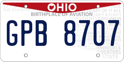 OH license plate GPB8707