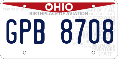 OH license plate GPB8708