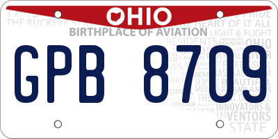 OH license plate GPB8709