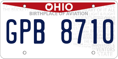 OH license plate GPB8710