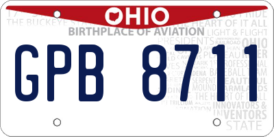 OH license plate GPB8711