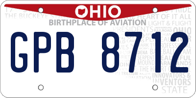 OH license plate GPB8712