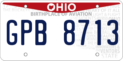 OH license plate GPB8713