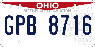 OH license plate GPB8716