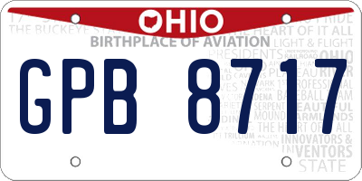 OH license plate GPB8717