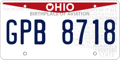 OH license plate GPB8718
