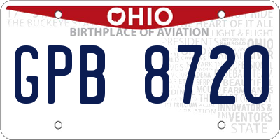 OH license plate GPB8720