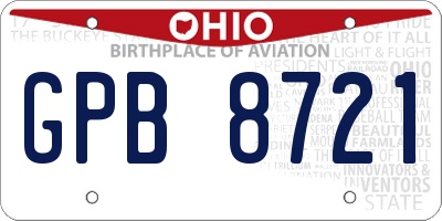 OH license plate GPB8721