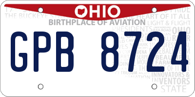 OH license plate GPB8724
