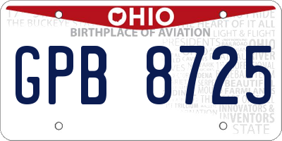 OH license plate GPB8725