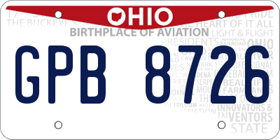 OH license plate GPB8726