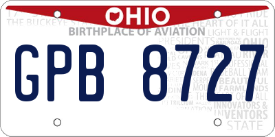 OH license plate GPB8727