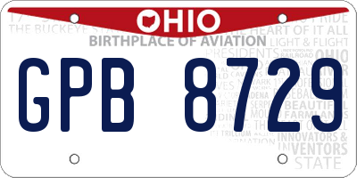 OH license plate GPB8729