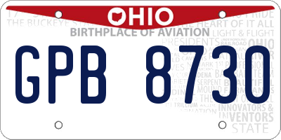 OH license plate GPB8730