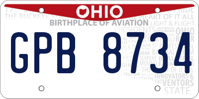 OH license plate GPB8734