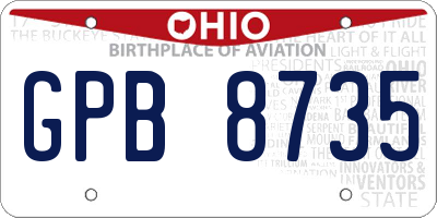 OH license plate GPB8735
