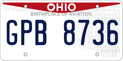 OH license plate GPB8736