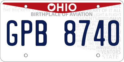 OH license plate GPB8740
