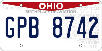 OH license plate GPB8742