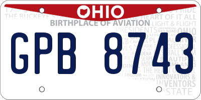 OH license plate GPB8743