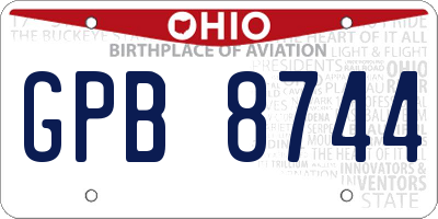 OH license plate GPB8744