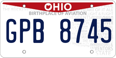 OH license plate GPB8745