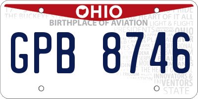 OH license plate GPB8746