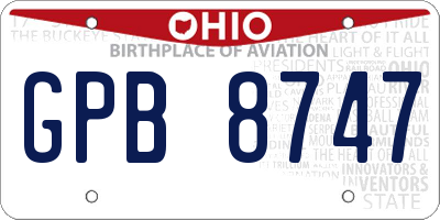 OH license plate GPB8747