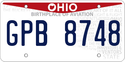 OH license plate GPB8748