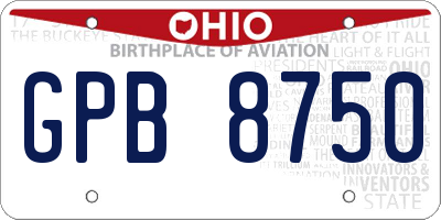 OH license plate GPB8750