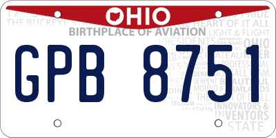OH license plate GPB8751