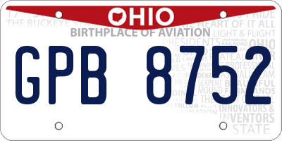 OH license plate GPB8752