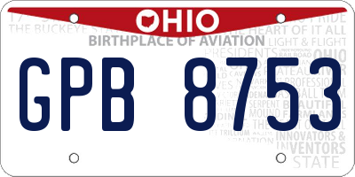 OH license plate GPB8753