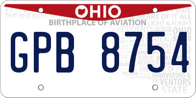 OH license plate GPB8754