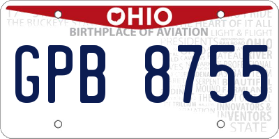 OH license plate GPB8755
