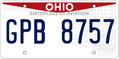 OH license plate GPB8757