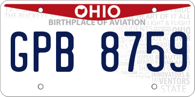 OH license plate GPB8759