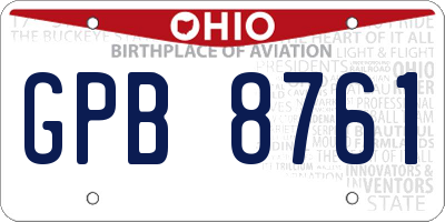OH license plate GPB8761