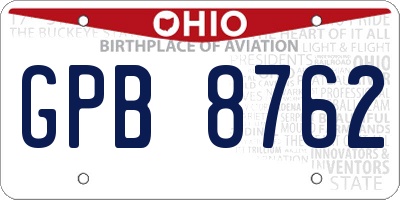 OH license plate GPB8762