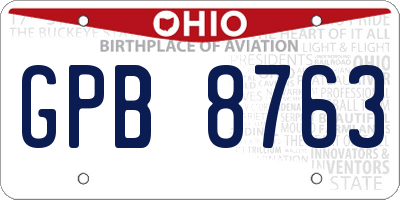OH license plate GPB8763