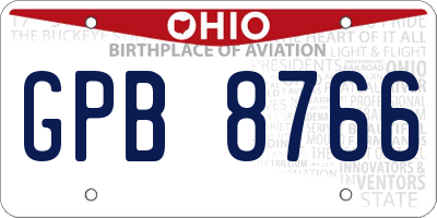 OH license plate GPB8766
