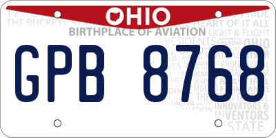 OH license plate GPB8768