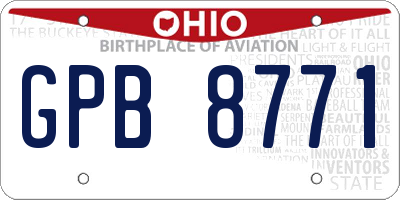 OH license plate GPB8771